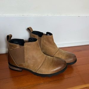 Sorel Emilie Chelsea Ankle Boots Leather Brown SIZE 6.5
